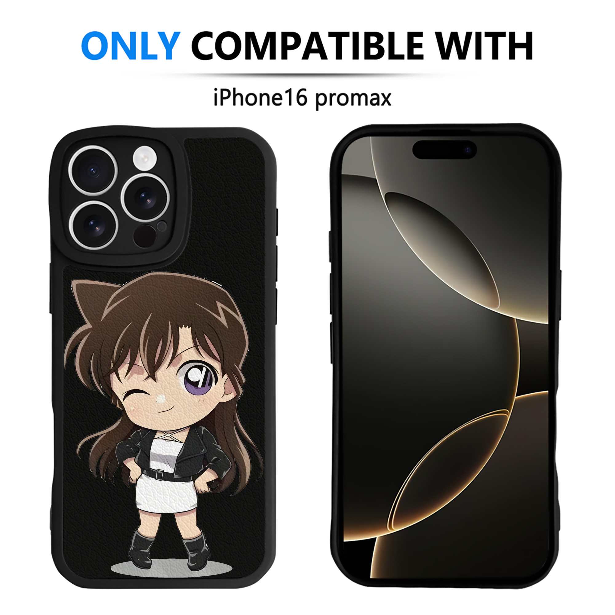 （画像用） 名探偵コナン 毛利 蘭 もうり らん、モーリ ラン Detective Conan Rachel Moore 【iPhone 16シリーズ対応】シリコンスマホケース（レザー調） 材質：シリコン